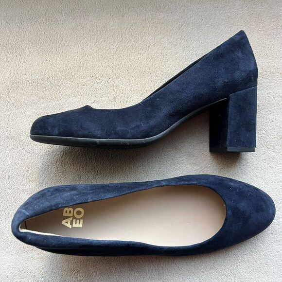 ABEO Tempo Navy Blue Suede Block Heel Classic Pumps Minimalist Women’s 9 - Picture 15 of 15